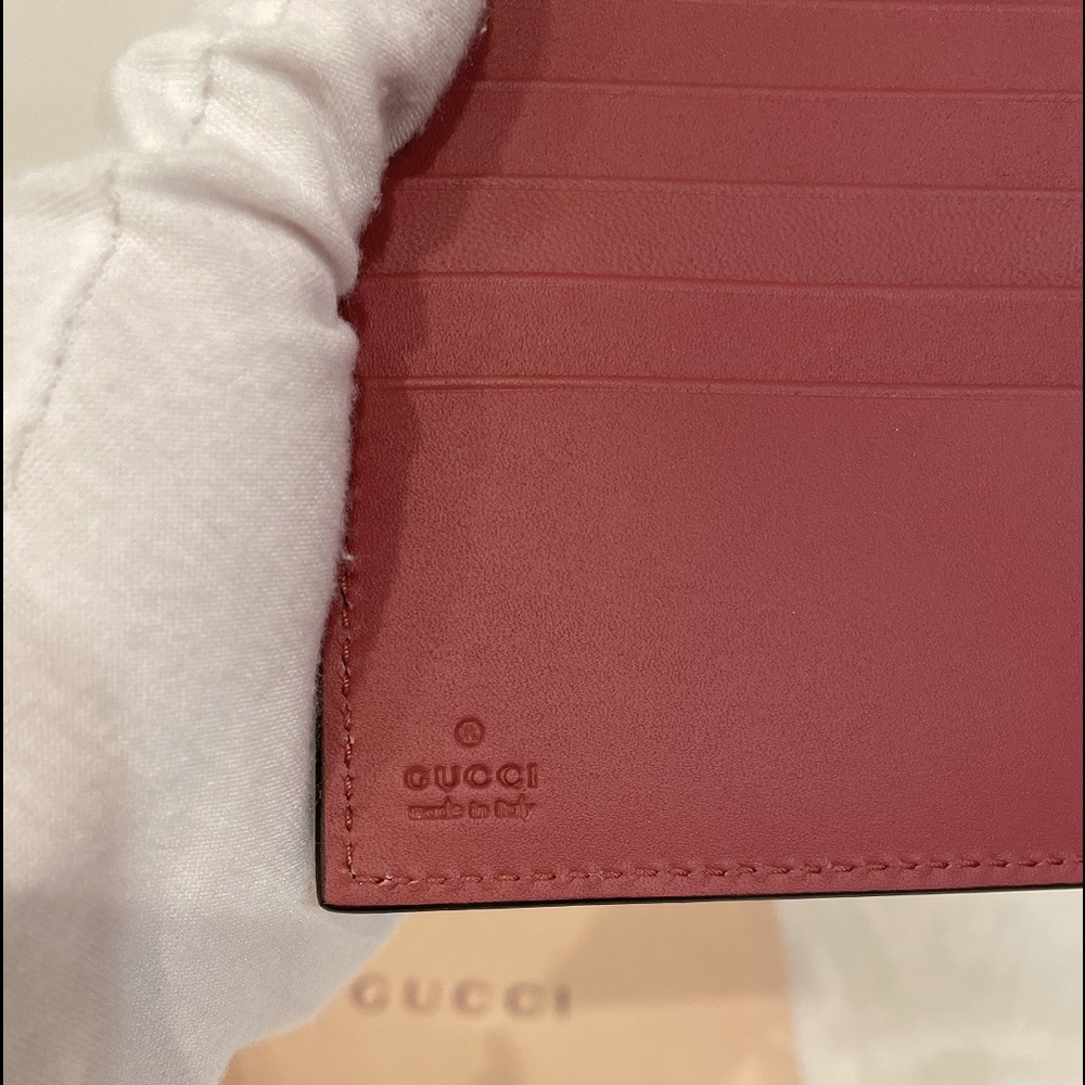 GUCCI 470071 GG Supreme Monogram Blooms Print French Flap Wallet Antique Rose - Picture 13 of 13